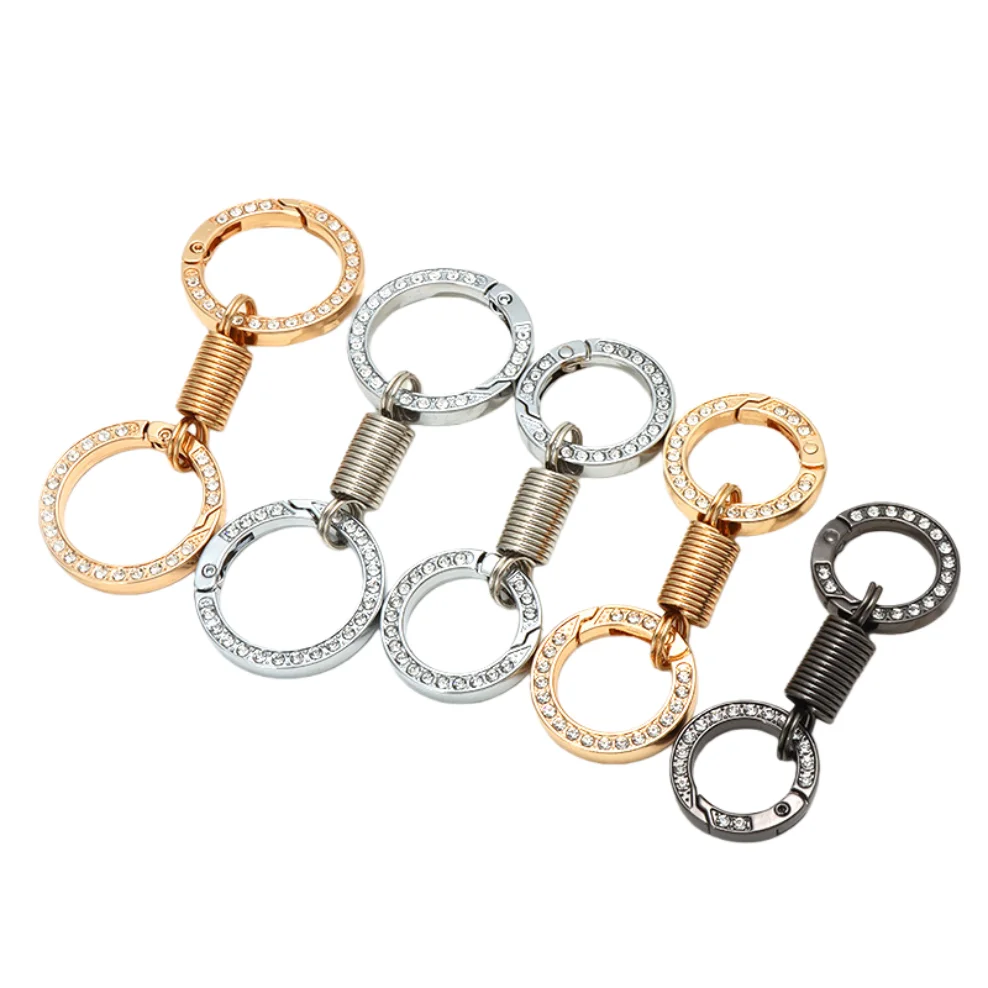 

Diamond Studded Spring Double Coil Zinc Alloy Jewelry DIY Key Ring Light Luxury Car Keychain Bag Accessories