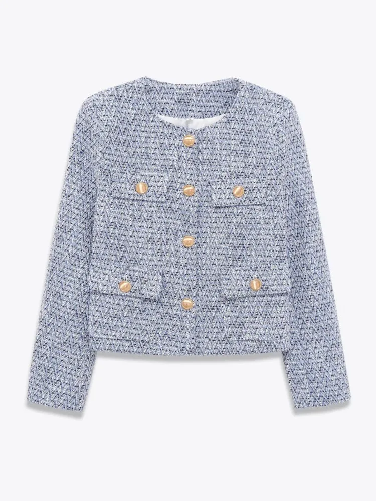 

Women's Elegant And Gentle Round-neck Small Fragrant Jacket Jacket Autumn Winter Temperament Commuting Long-sleeved Casual Tops