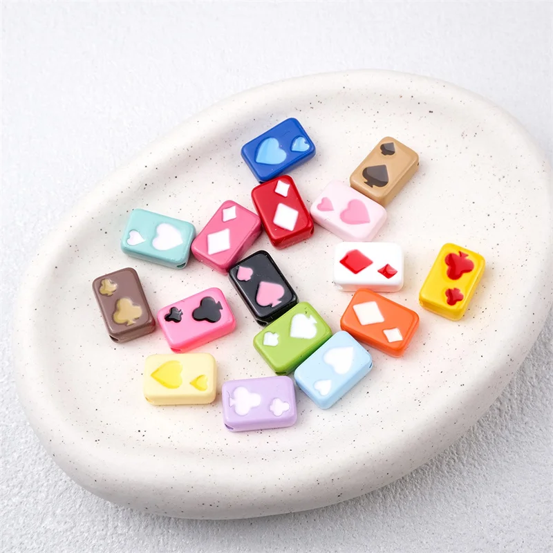 

New arrived 100pcs/lot color pattern print geometry rectangle shape acrylic beads with hole diy jewelry garment accessory