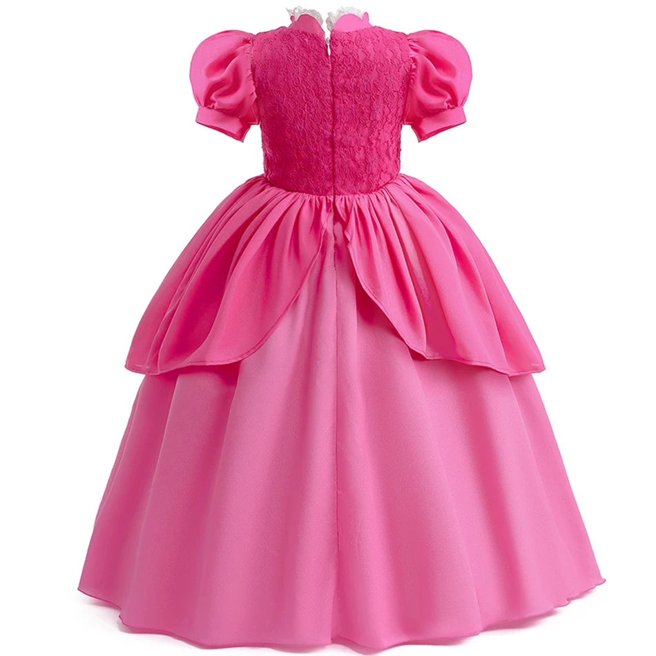 Peach Princess Dress For Girl Costume Kids Cosplay Pink Lace Clothes Children Performance Birthday Carnival Party Outfits 2-10T view 2