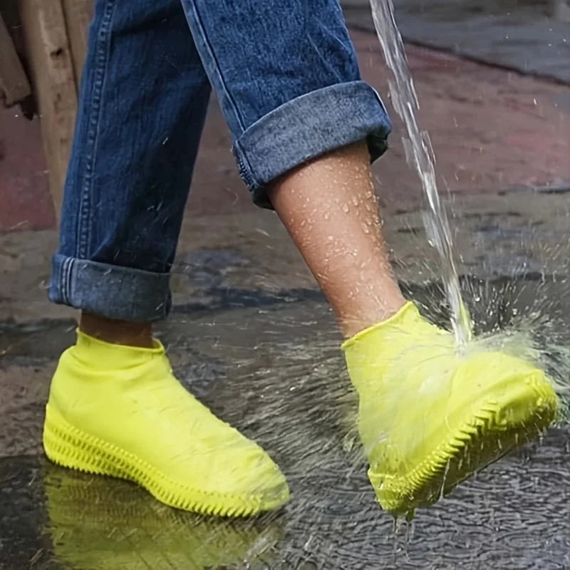 1 pair of waterproof and anti slip silicone shoes, high elasticity and wear-resistant neutral rain boots - outdoor rainy day