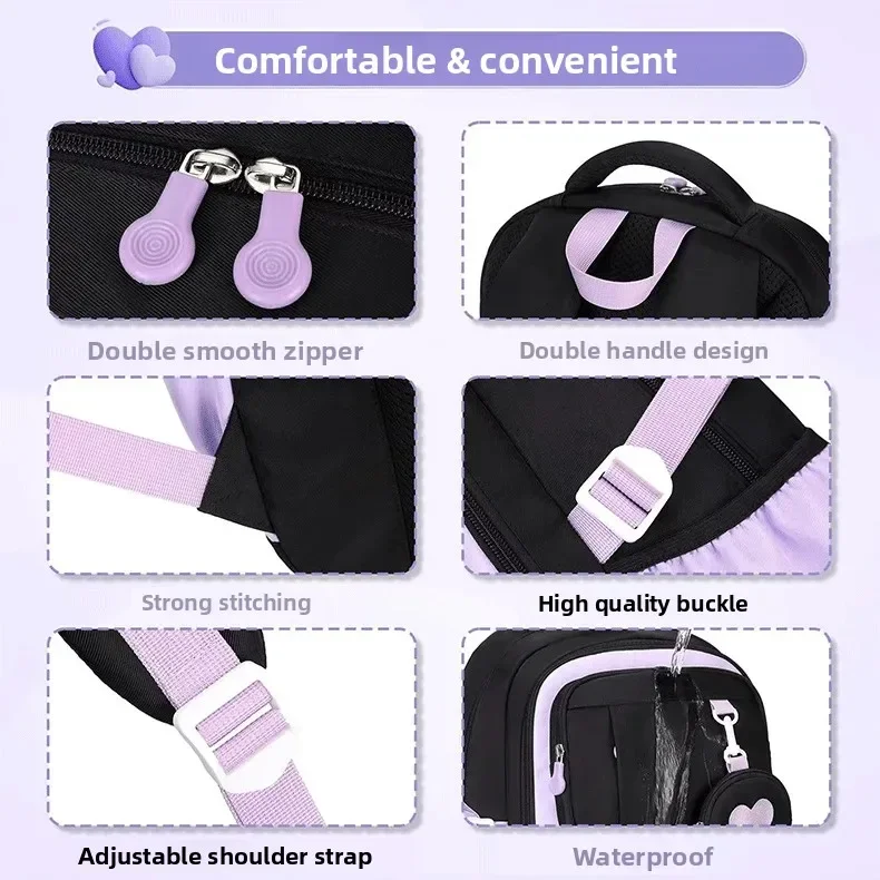 Love Pattern School Bag Backpack Pencil Case lunch bag Three Piece Set Nylon Fabric Waterproof Boy Girl Teenagers Trend Backpack