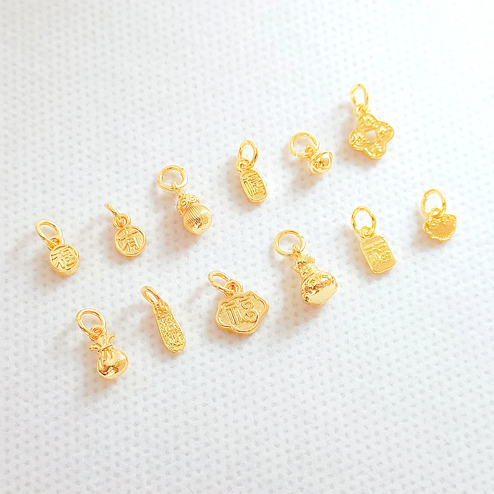 Brass Coated Gold Retro Lucky Cloud Gourd Bell Pendant DIY Jewelry Making Necklace, Bracelet, Clothing Accessory Materials