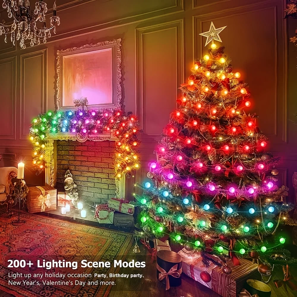 USB grande LED Bead LED String Light APP Sincronizzazione musicale, lucine che cambiano colore per decorazioni natalizie per feste interne ed esterne