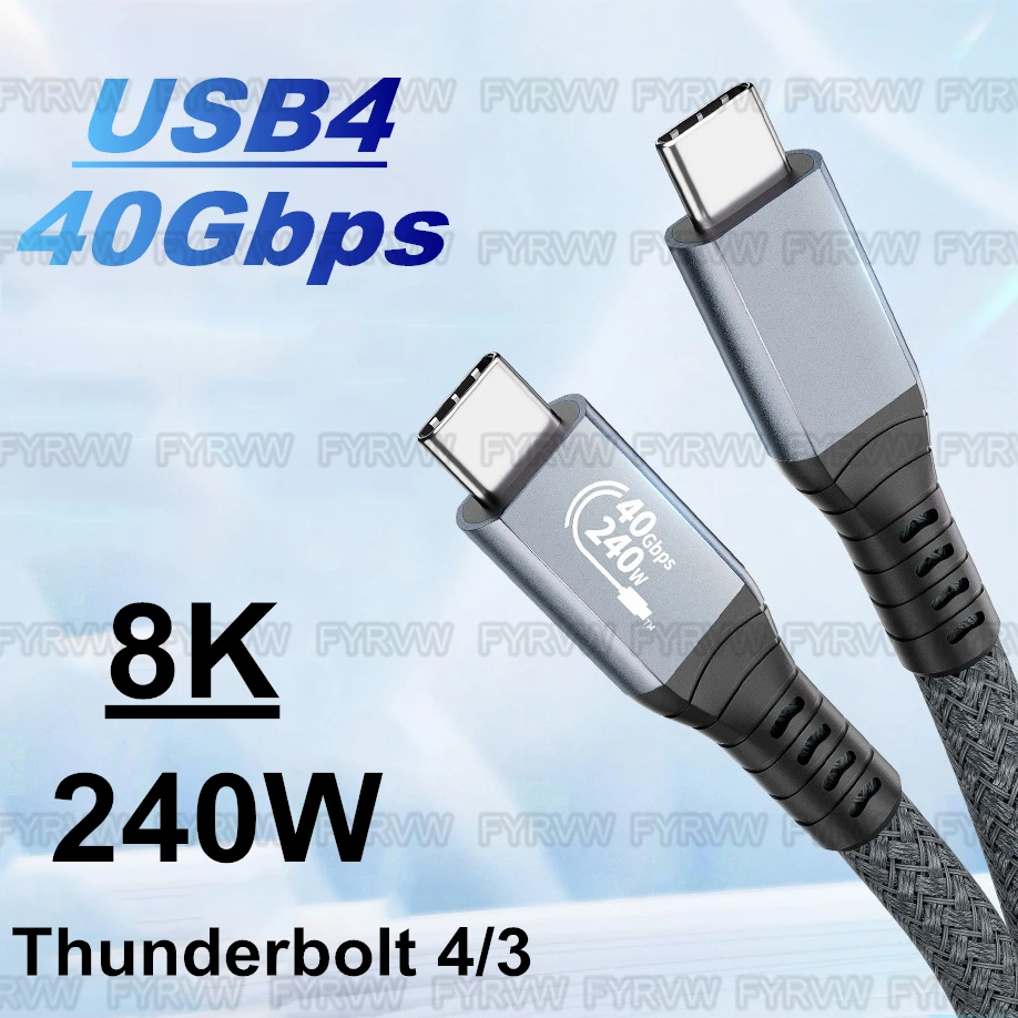 240W USB4 Cable for Thunderbolt 4 Cable USB4 Gen3 8K Video Cable PD3.1 Fast Charger For M1 Macbook Pro Hard Disk USB4 Cable