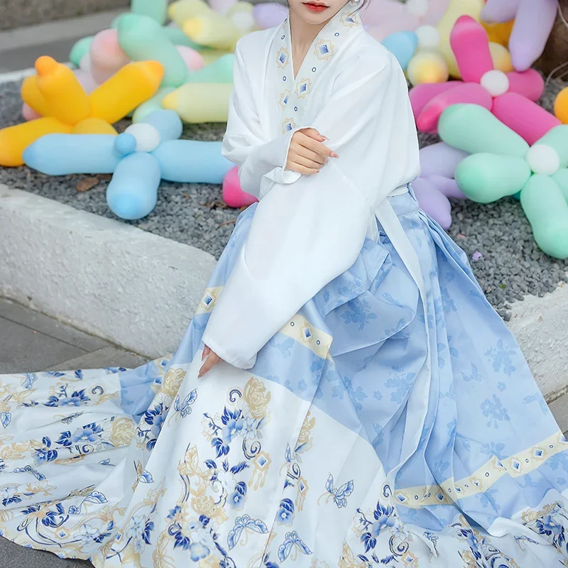 WATER Horse Face Mamian Skirt Modern Hanfu Women's Chinese Traditional Dresses Ming Dynasty Spring Daily Wear Mamianqun New