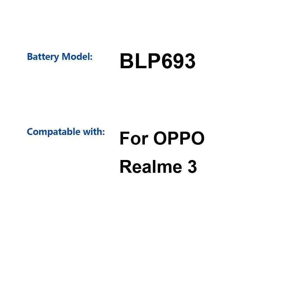 

Высокоэффективный аккумулятор для мобильного телефона Oppo Realme 3 BLP693, 4230 мАч
