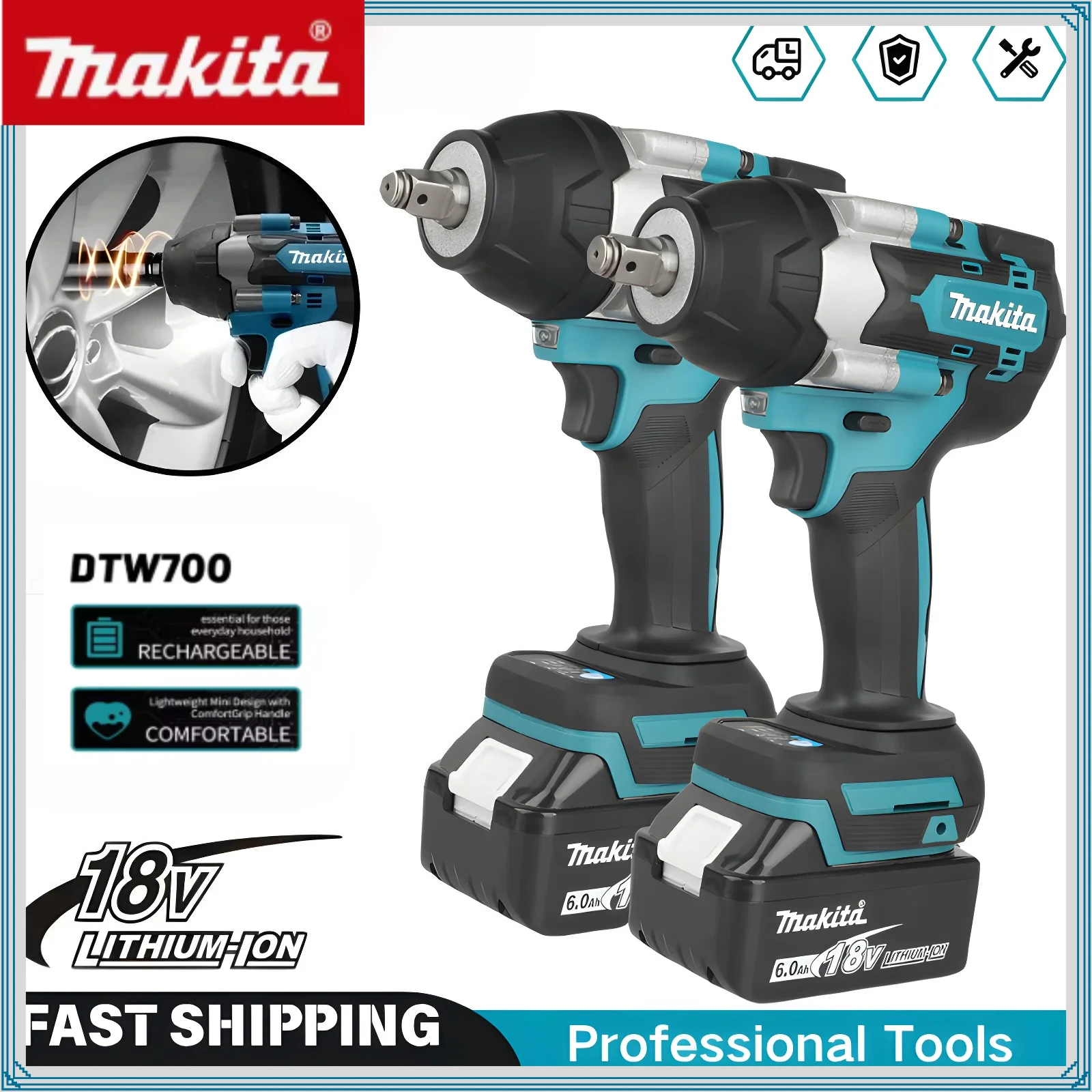 

Makita Brushless Electric Wrench DTW700 Cordless Drill Screwdriver Free Delivery Large Torque Power ToolTorque Wrench