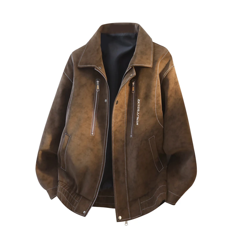 

Осенне-зимняя мужская высококачественная модная красивая куртка, удобная свободная дышащая универсальная ветрозащитная кожаная куртка