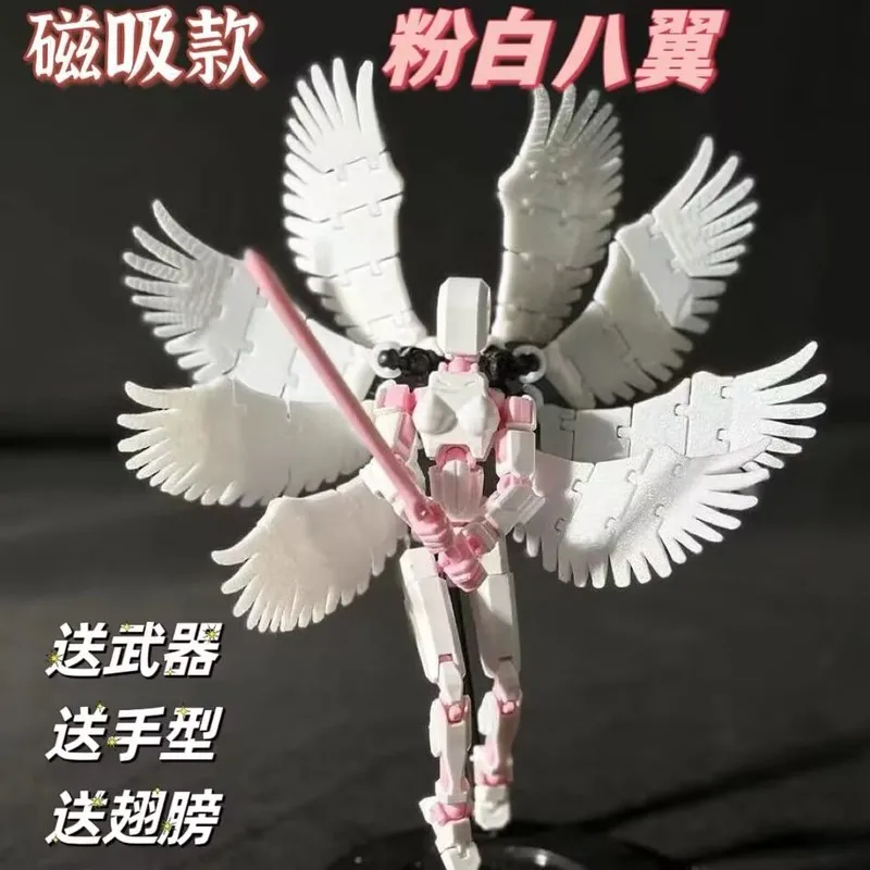 3d Printed Mannequin Dummy 8 Wings Angel Demon Series Action Figures Multi-Jointed Movable Shapeshift Robot Parent-Child Toys