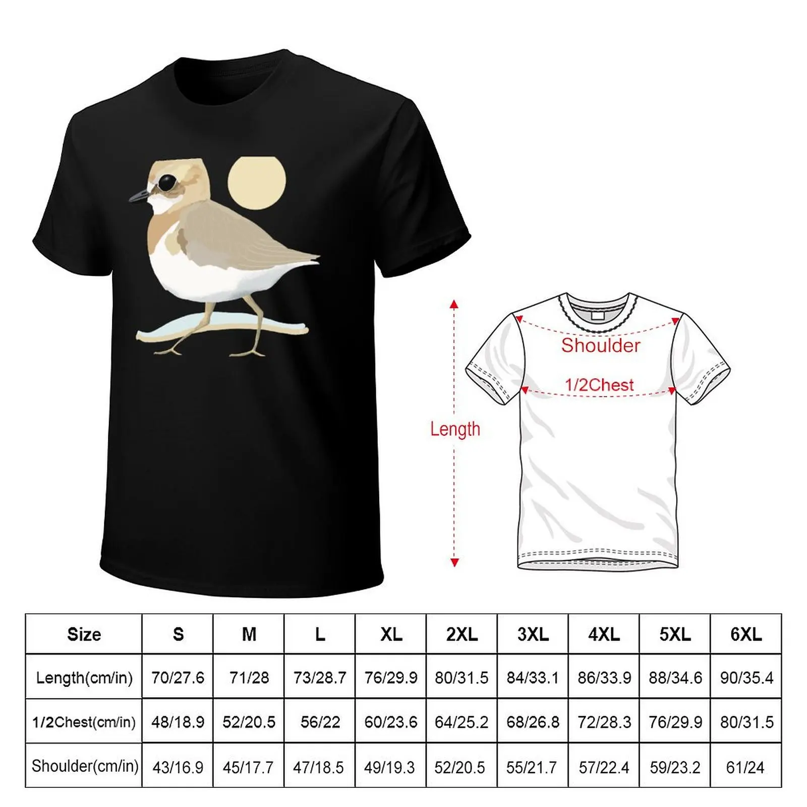 Greater Sand Plover T-Shirt Basic Solid Color Short Sleeve Cotton Top