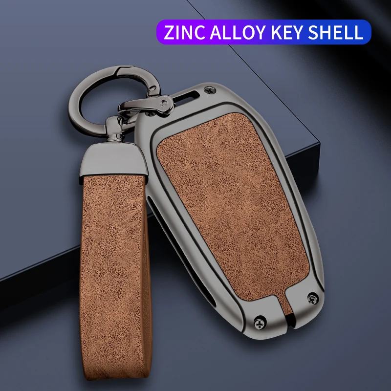 Zine Alloy Leather Car Key Case Shell Cover For Peugeot 308 408 508 2008 3008 4008 5008 Citroen C4L C6 C3-XR Picasso DS3 DS4 DS5