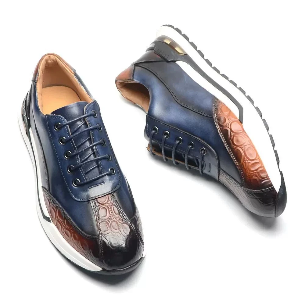 Popular Leisure Sports Shoes Men's Casual Shoes Men's Oxfords Outdoor Lace Up Genuine Leather Men Shoes Non-slip Men's Sneakers