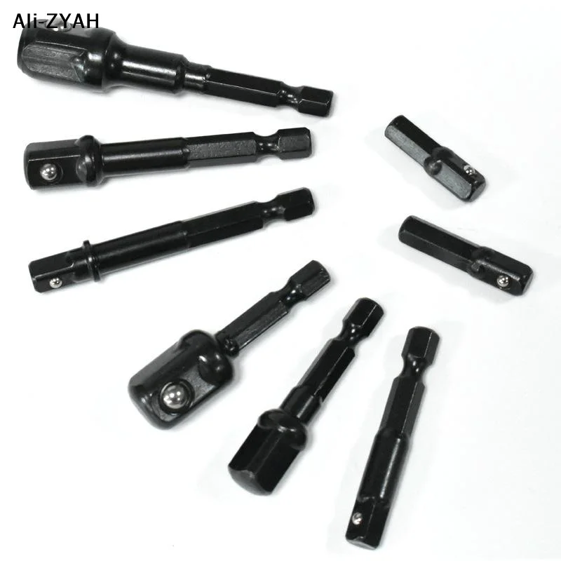 【A3YH】1Set Square Socket Drill Bit Bar Extension Drill Socket Adapter 1/4 Impact Socket Adapter Hex Shank Nut Driver Socket