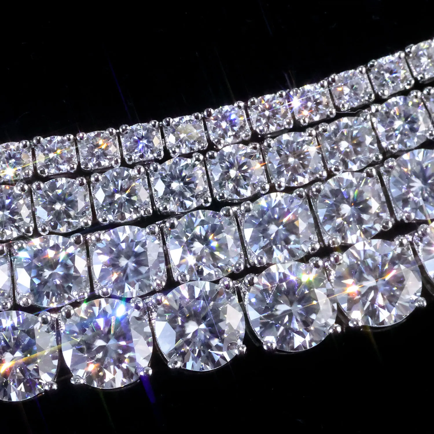 925 VVS Moissanite Tennis Chain Fine Jewelry 2/3/4/5MM Width Iced Out Bling Moissanite Bracelet Sterling Silver for Women Men view 6