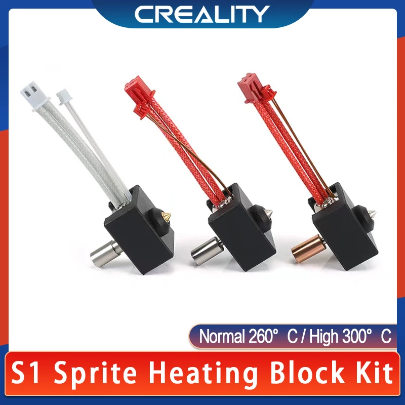 

Creality Official Sprite Extruder Heat Block Kit High Temp. Pro 300℃ Titanium Heatbreak Plated Copper Nozzle for Ender-3 S1 Seri