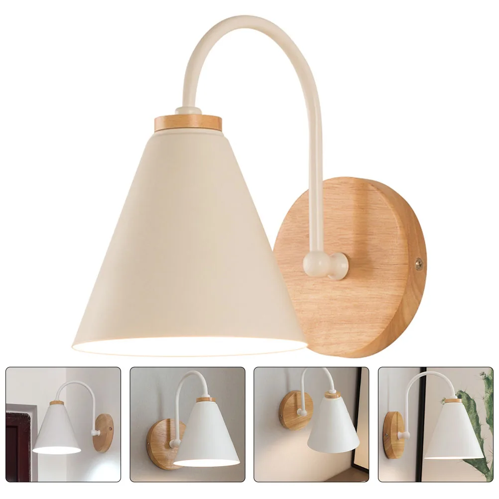 

Wall Lamp Bedside Light Simple Style Iron Wood Durable Practical Retro Decorative Home Porch Room Cozy Illumination