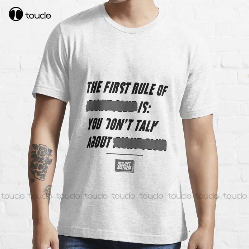 New Fight Club The First Rule Is... T-Shirt Cotton Tee Shirt Japanese Shirt Custom Aldult Teen Unisex Digital Printing Tee Shirt