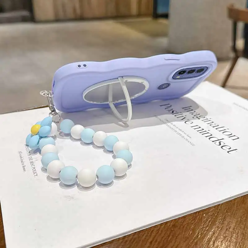 

E30 Mirror bracket lanyard Wavy Shape Silicone Phone Case For Motorola E32 E30 E14 E40 E22 EDGE 40neo 60 60S G04 G13 G14 Cover