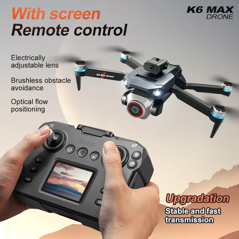 2024 New k6 Max Drone Remote Control with Screen Optical Flow Location and Multi Angle Shooting Screen Control Drone Brushless