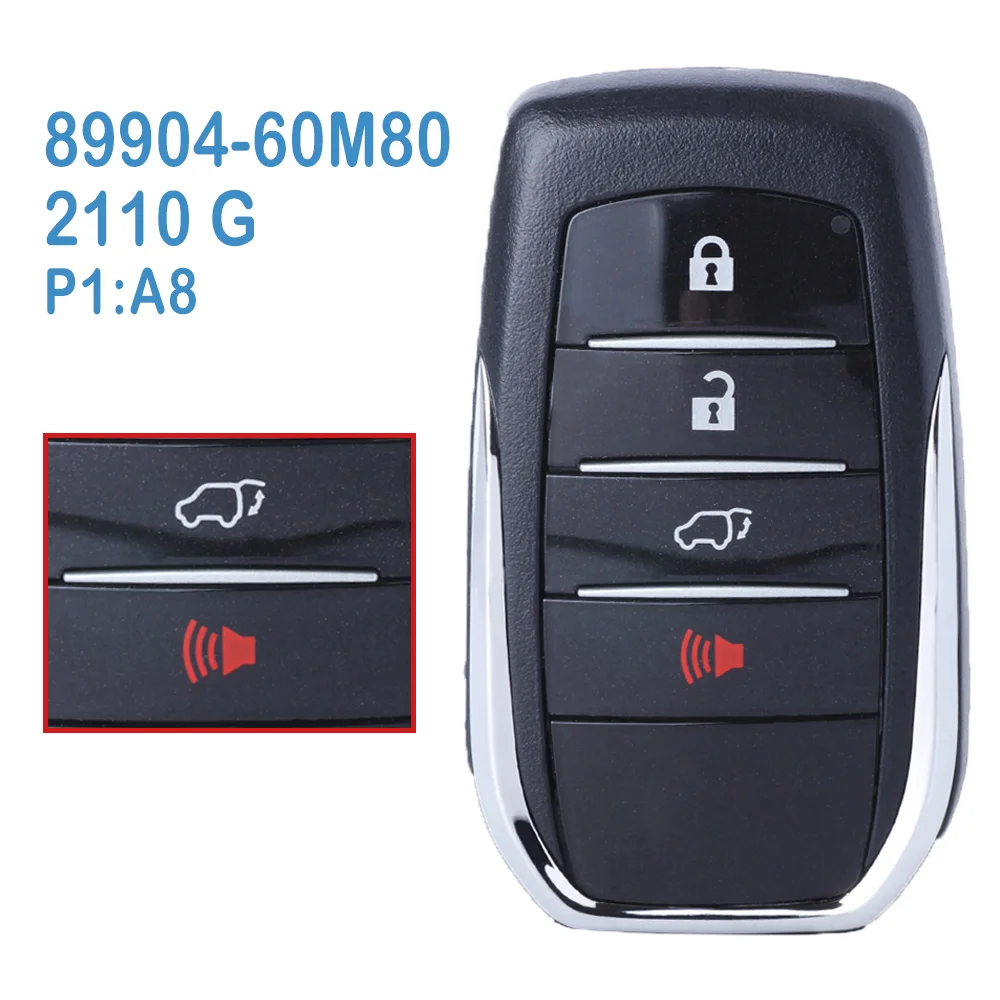 

89904-60M80 Auto Smart Remote 3+1B P1:A8 Chip FSK 312/314/315/434MHz 2110 G Replace Car Smart Key For Land Cruiser 2018 2019