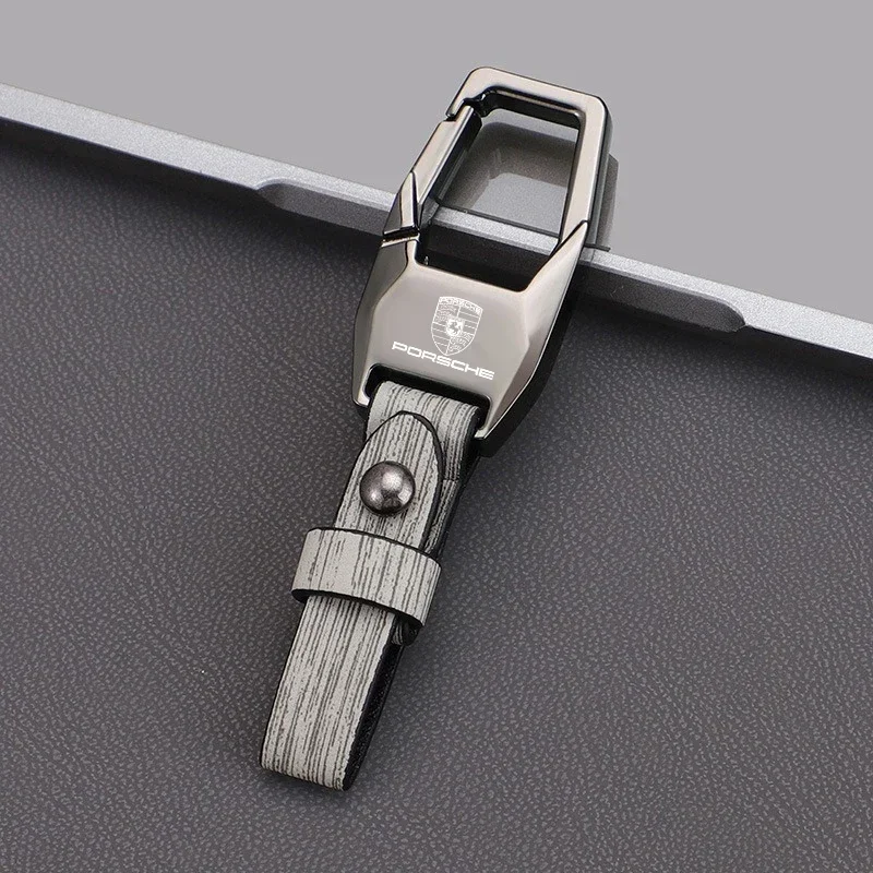 Emblem Keychain Car Key Ring Holder Anti-Loss Pendant For Porsche Cayenne Panamera Macan 911 718 Taycan Boxster Cayman 918 Pajun