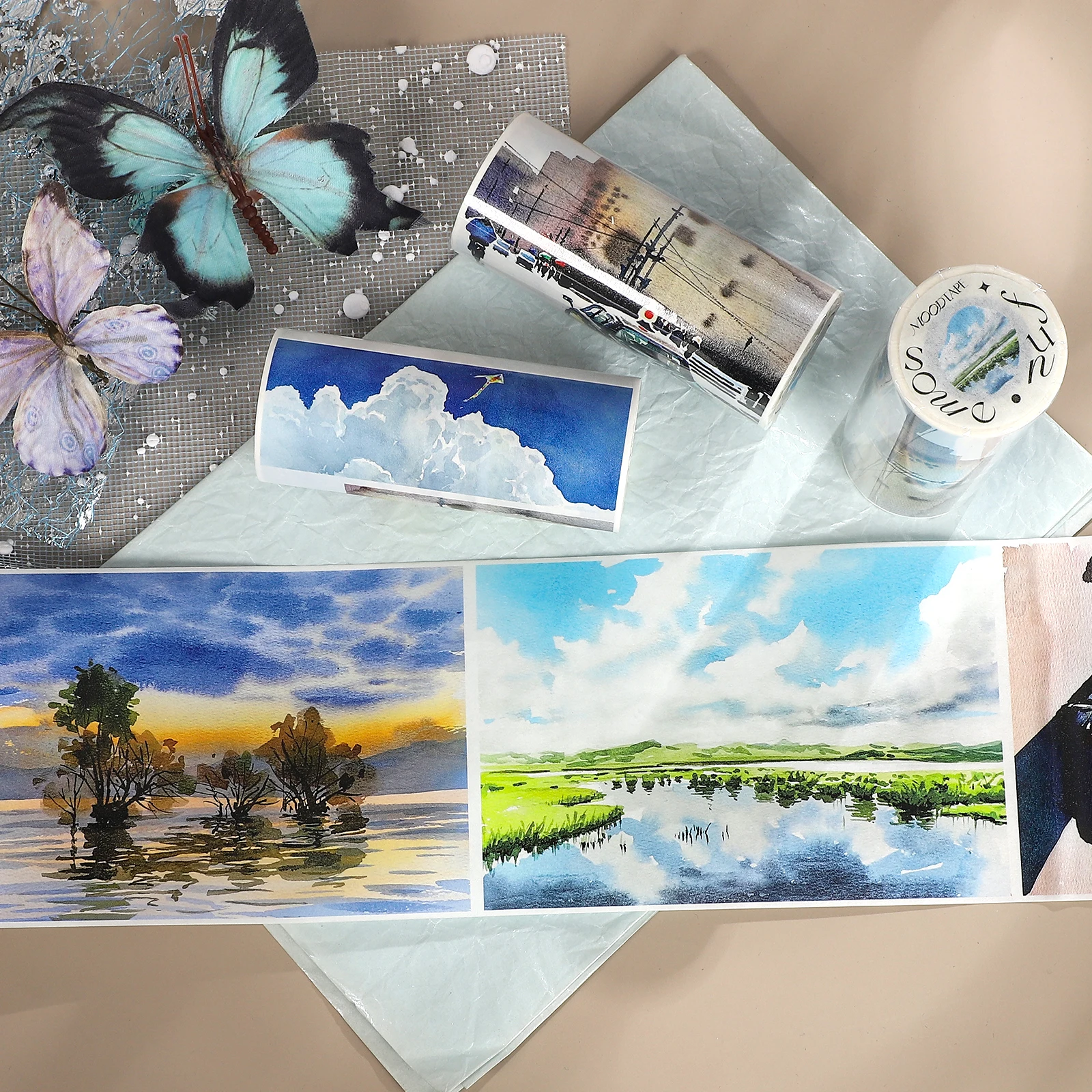 100mm*624cm My Sky Cloud Tree Landscape Washi Tape Creative DIY Journal Material Collage Scrapbook Stationery