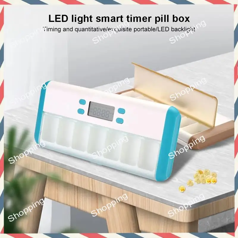 M20K Smart Pill Organizer Electronic Timing Reminder Storage Case Timer Weekly Pills Container Alarm Box For Traveling Coffee Wh