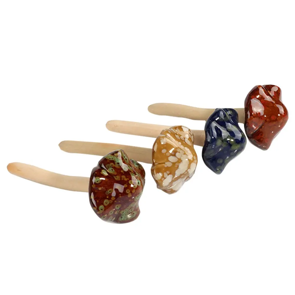 Ceramic Mushroom Garden Decor 2 Piece Colorful Pottery Mini Ornaments for Fairy Garden Lawn Indoor Outdoor Set