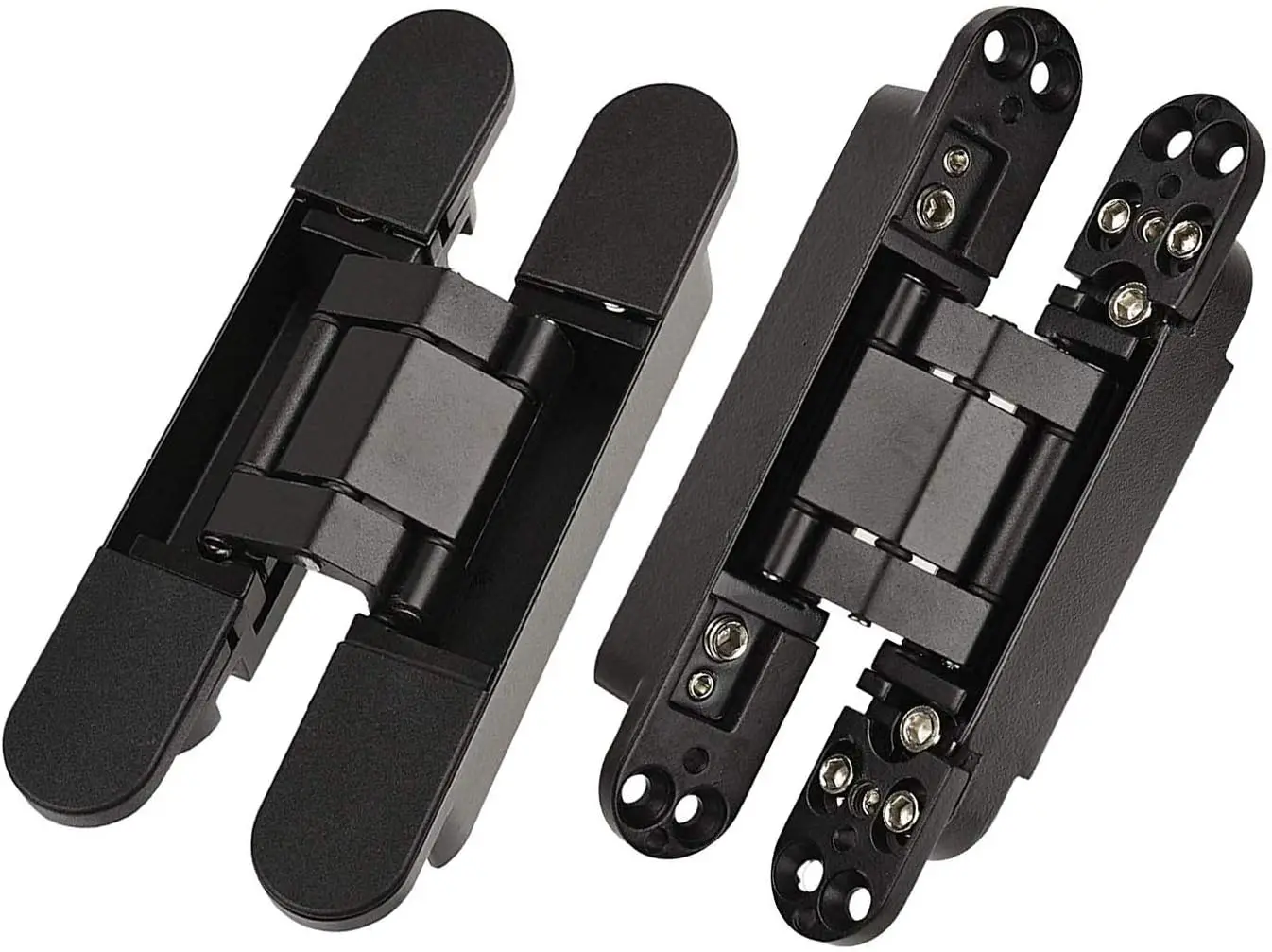 Hidden Hinges for Doors Invisible Hinges Concealed Hinges Secret Door Hinges Zinc Alloy 3 Way Adjustable Black 7inch (2 Hinges)