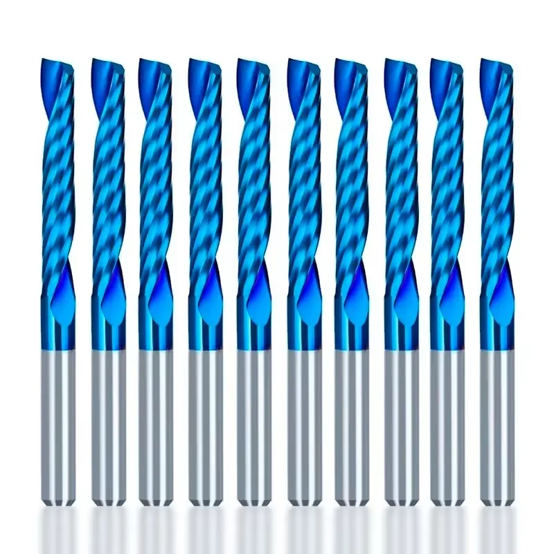 XCAN End Mill Milling Cutter 10pcs 3.175mm Shank CNC Router Bit Nano Blue Coated Carbide Engraving Bit CNC Milling Tools