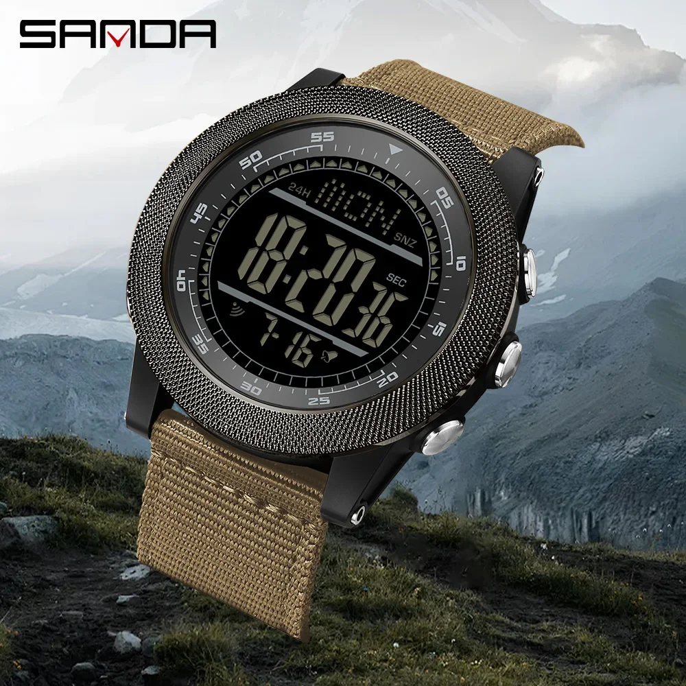 SANDA 2026 Brand Luxury LED Stopwatch Waterproof Male Electronic Clock Digital Watch Men Military Army Sport Wristwatch 6391