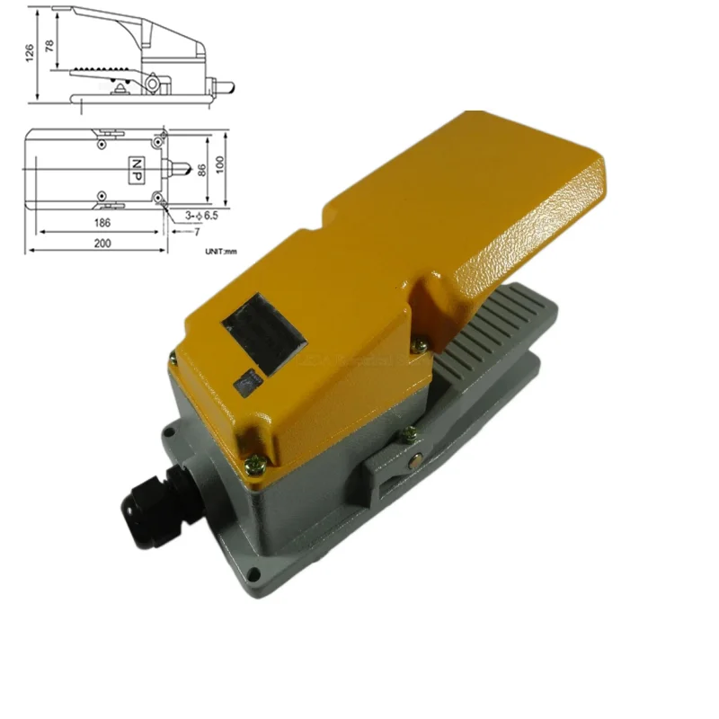Foot Operated Switch 1Pcs TFS-302 LT4 , AC 250V 15A Momentary Industrial Treadle, Antislip Aluminum Shell Foot Pedal for