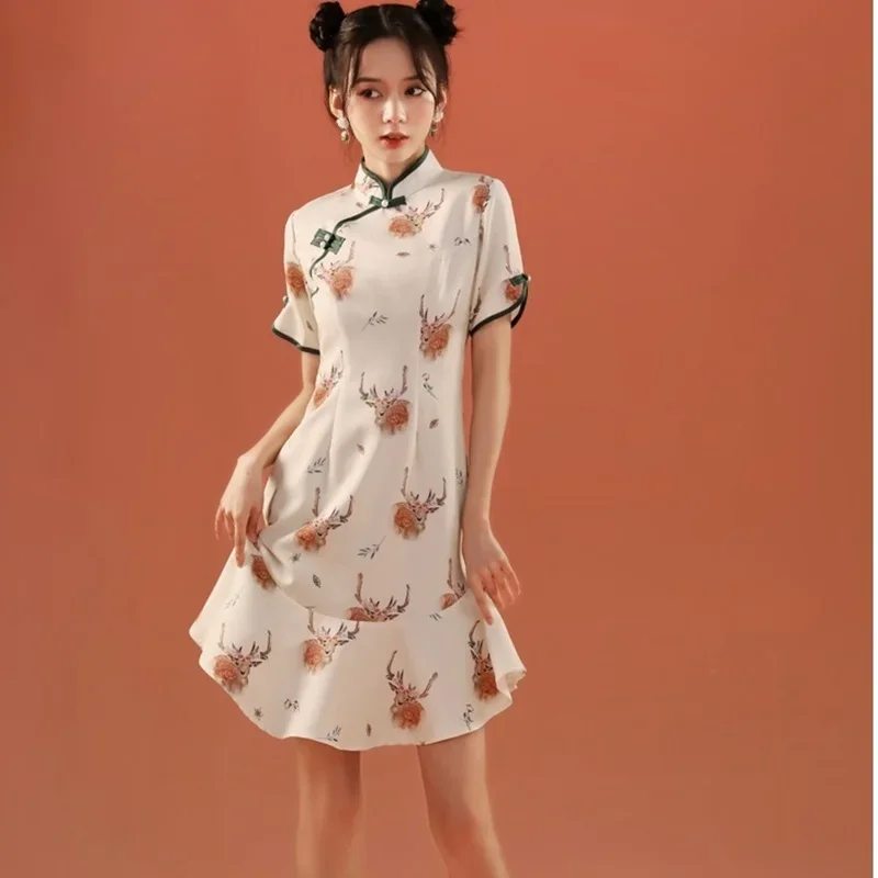 2024 Fashion Summer Chinese Dress Qipao Improved Exquisite Retro Chinese Style Cheongsam Dress Streetwear Mermaid Dress 12380