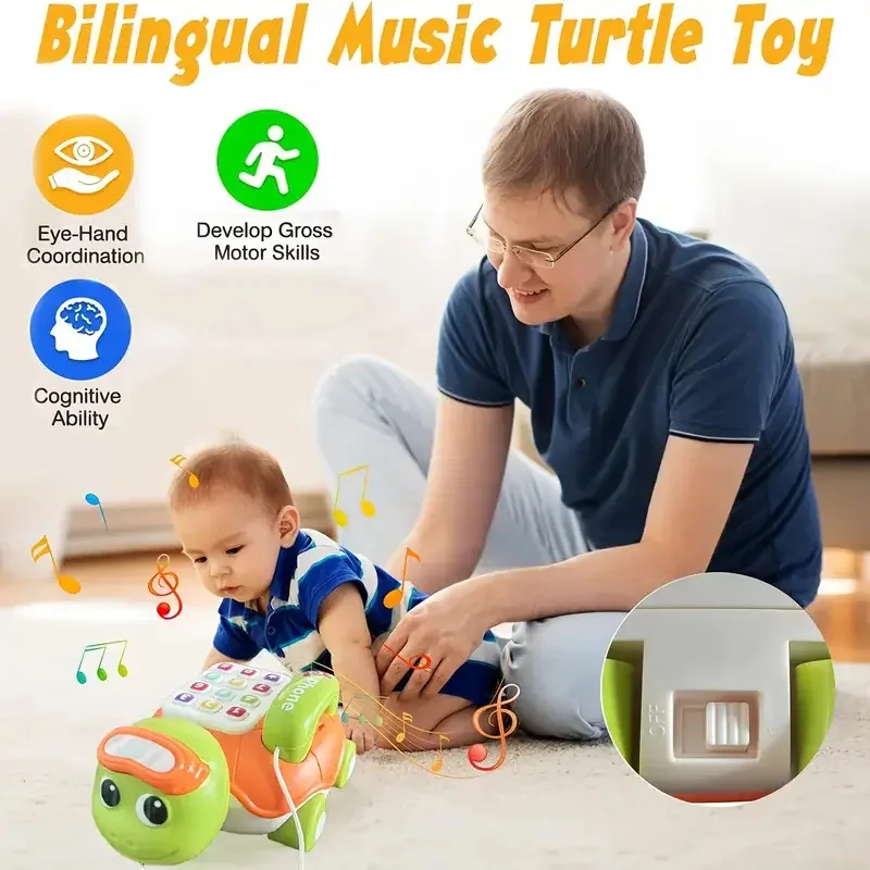 Musical Turtle Crawling baby Toys Interactive Baby Phone Toy with Piano Music Lights Toddlers Early Learning Educational Toys