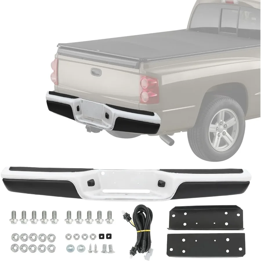 مجموعة المصد الخلفي من الكروم مع دعامة تثبيت FO1103103 متوافقة مع موديلات دودج داكوتا 19972004 بدون حديقة خلفية #1