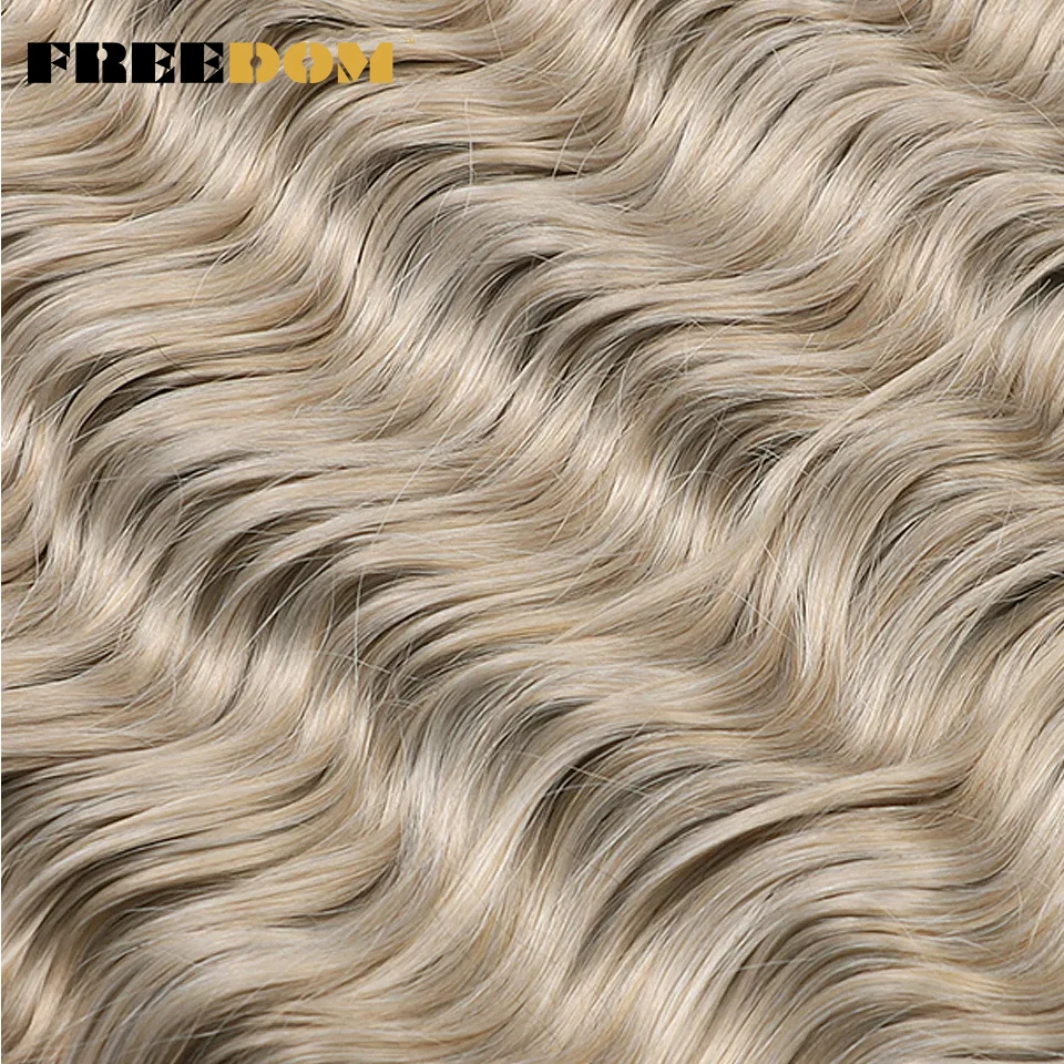 FREEDOM Synthetic Braiding Hair Extensions Natural Curly Wavy 24inch Water Wave Braid Hair Ombre Blonde Brown Twist Crochet Hair