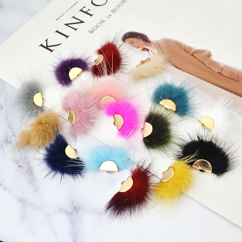 5Pcs Mink Pompom Tassel Charms Pendant DIY Earrings Bag Keychain Fur Balls Tassel Fringe for Jewelry Making Findings Accessories