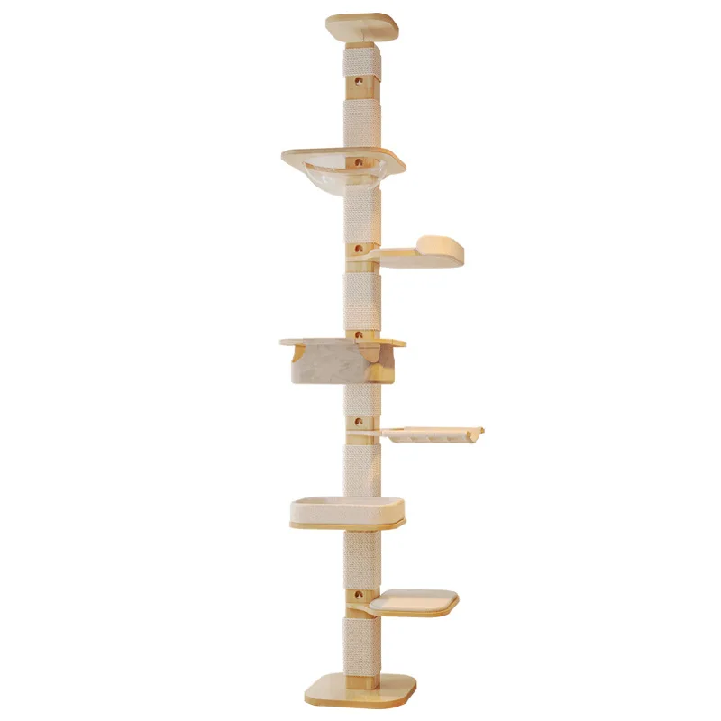 All solid wood space capsule Tongtian column cat tree small apartment type indomitable cat climbing frame climbing frame