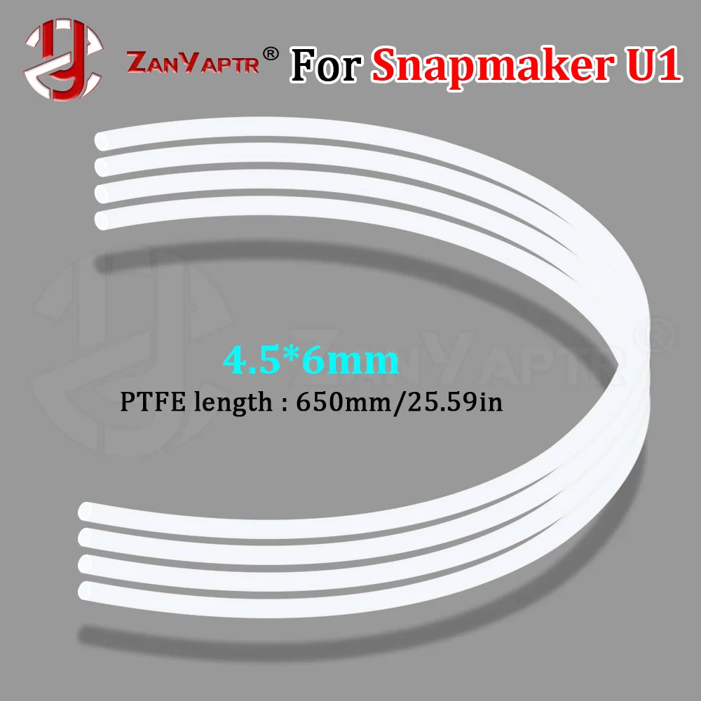 

High Precision PTFE Teflon Tube for Snapmaker U1 Filament Tube Heat Resistant Extruder Tube 4.5mm ID 6mm OD Length 650mm