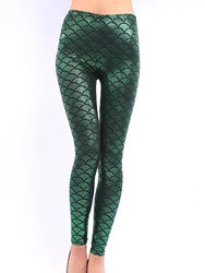 Fish Scale Printed Sexy Leggings Mermaid Yoga Pants Push Up Stretch Shiny Dance Trousers