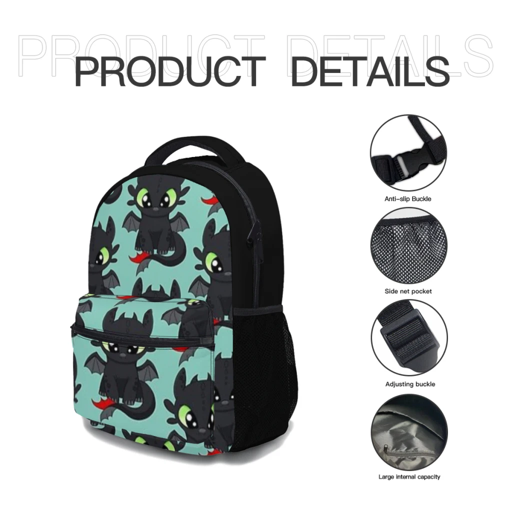 Baby Dragon kids-mochila lavable e impermeable para ordenador, bolsa versátil de gran capacidad, sin dientes, Unisex