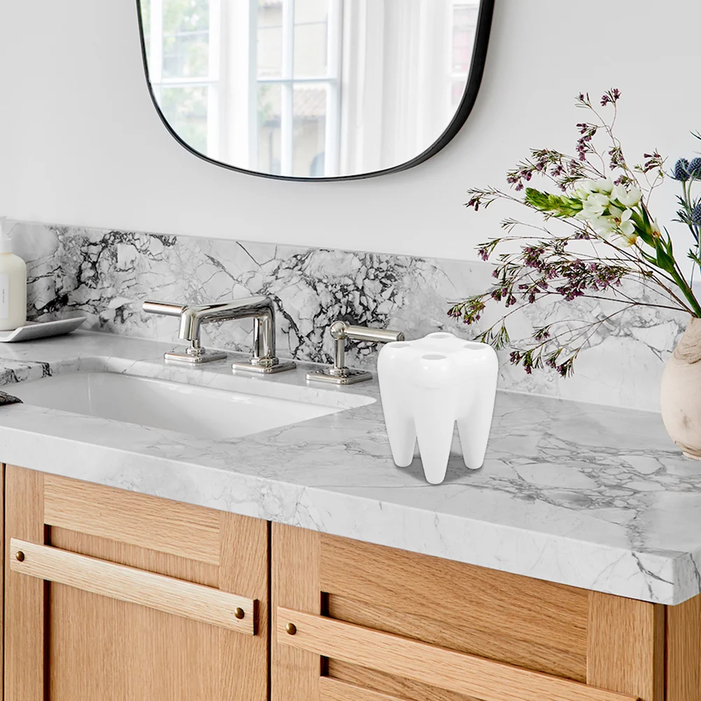 

Держатель для зубной щетки в форме зуба, подставка для хранения с несколькими слотами, органайзер для ванной комнаты, милый забавный мультяшный декор, держатель для щетки для ванной комнаты