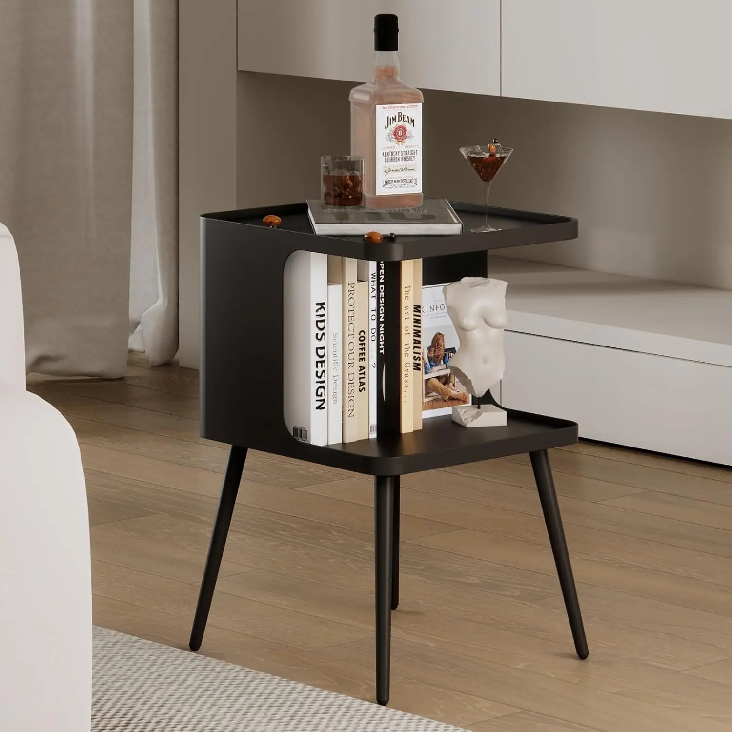 طاولة جانبية، طاولة نهاية حديثة، منضدة معدنية صغيرة. طاولة مميزة مع 4 أرجل لغرفة المعيشة وغرفة النوم والمكتب وأريكة صغيرة للمساحة. #5