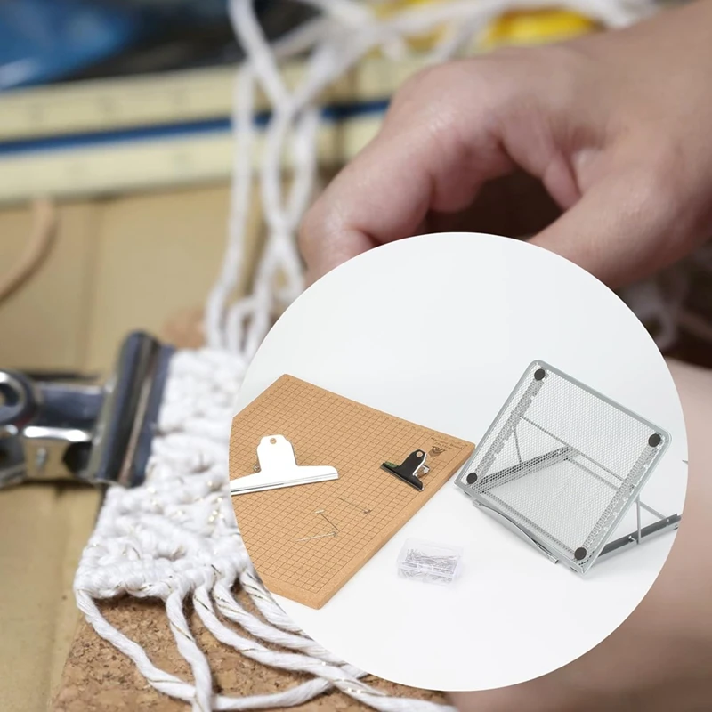 12x16 Inch Macrame Board Set, Macrame Board and Metal Adjustable Holder with T Pins Clips,Supplies Braiding Craft Helper-A20R