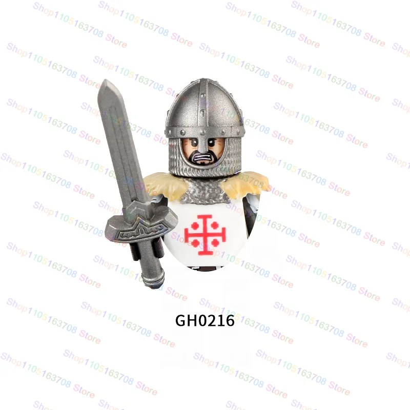 G0128 Moc Caballeros medievales de centurión romana guerra militar soldado cascos escudos figuras muñecas bloques de construcción regalos Juguetes