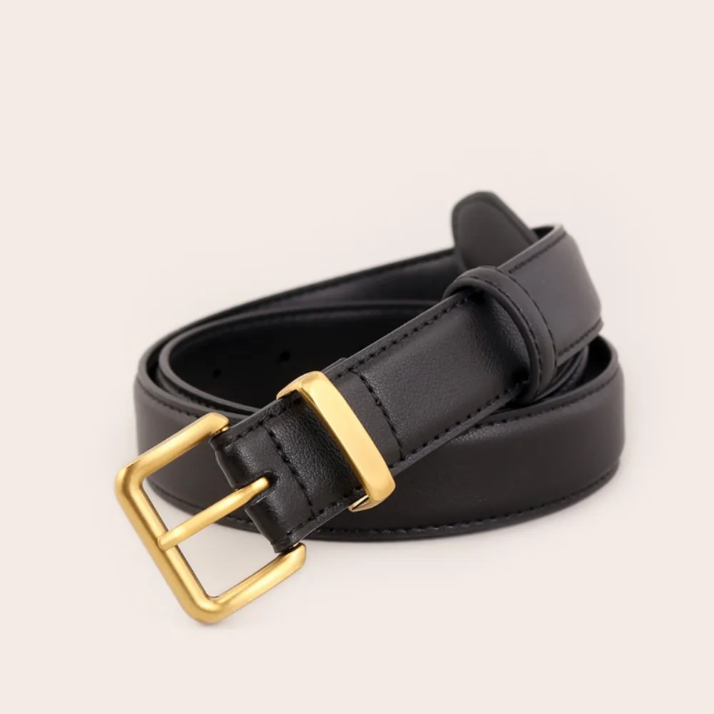 

Simple Fashion Leather Belt Adjustable Thin Waistband Belt Versatile Metal Buckle Women Belt All-Match