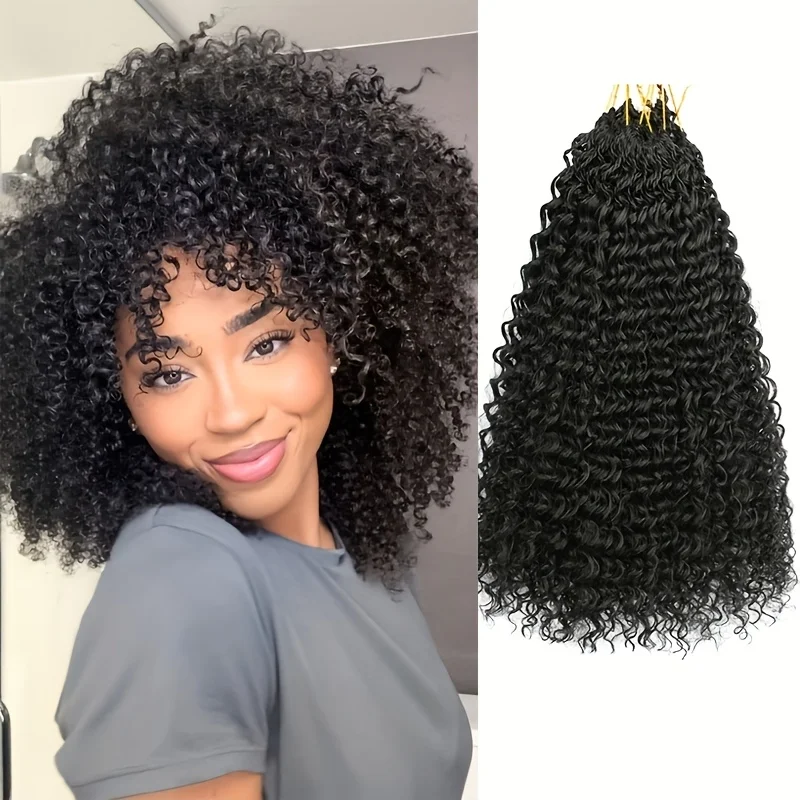 

Crochet Human Hair Bundles For Women Kinky Curly Boho Braid Hair Remy Pre-Separated Feather Invisible Crochet Hair Extensions