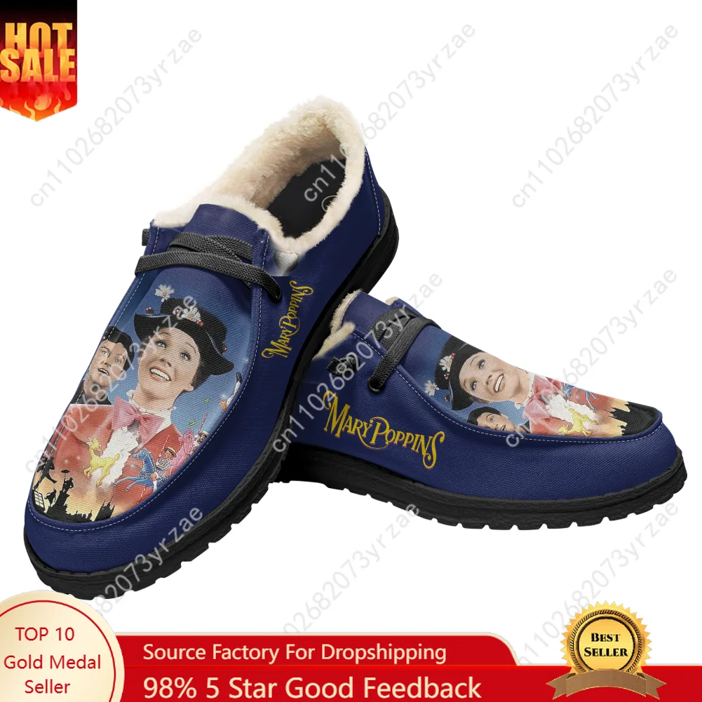 

Mary-Poppins Velvet Flat Shoes Mens Womens Warm Shoe Indoor Outdoor Personalized Fashion Print Light Shoe Custom Couple Shoes