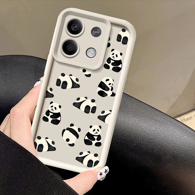 Cute Baby Panda Phone Case For Xiaomi Redmi Note 13 12 11 Pro 5G 4G 11s 10 Poco F6 X6 X5 M6 13T 11T Pro Shockproof Bumper Cover